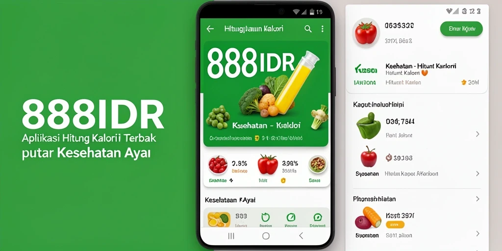 Tampilan antarmuka aplikasi 888IDR dengan fitur Hitung Kalori yang user-friendly.