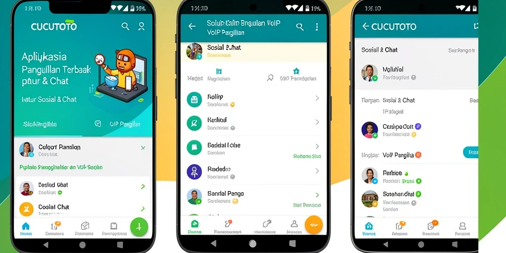 Antarmuka aplikasi CUCUTOTO untuk panggilan VoIP yang sederhana dan intuitif.