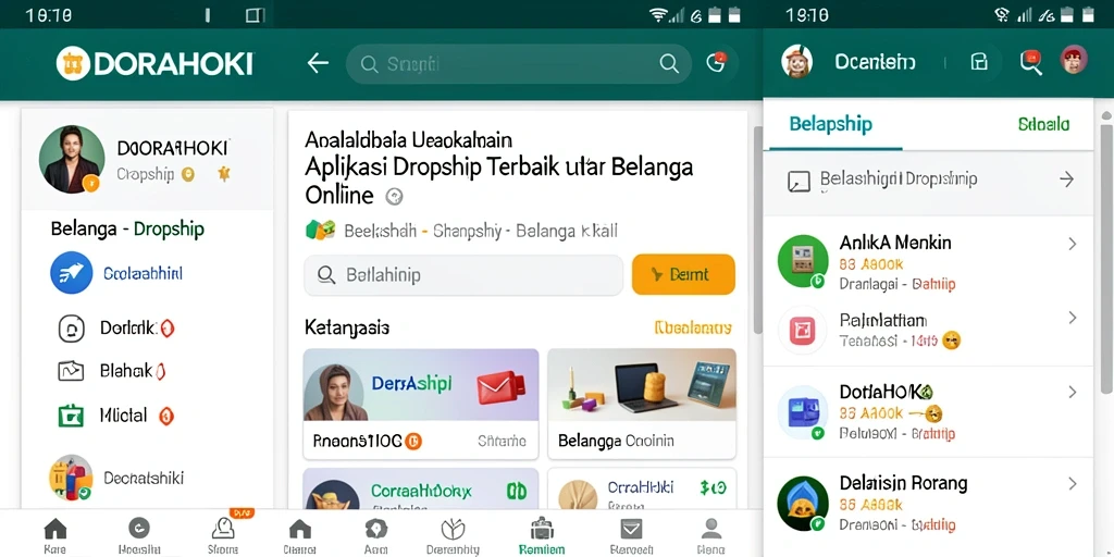 Antarmuka DORAHOKI menampilkan pilihan produk Dropship yang menarik.