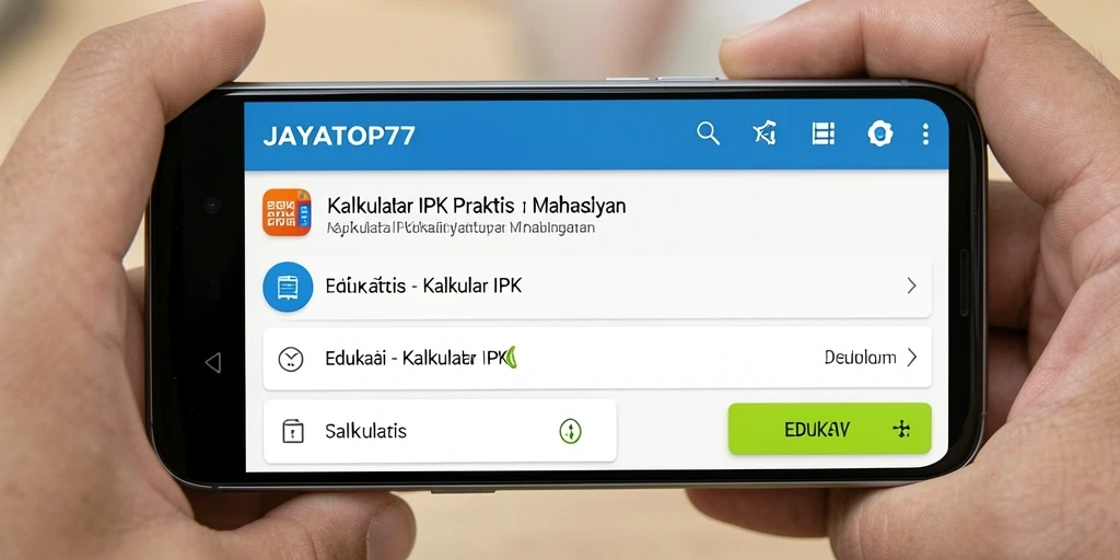 Tampilan antarmuka aplikasi Kalkulator IPK JAYATOP77 yang sederhana dan informatif.