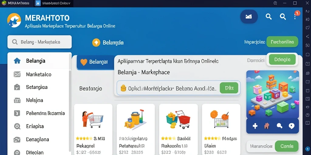 Antarmuka MERAHTOTO yang ramah pengguna dengan fitur Marketplace.