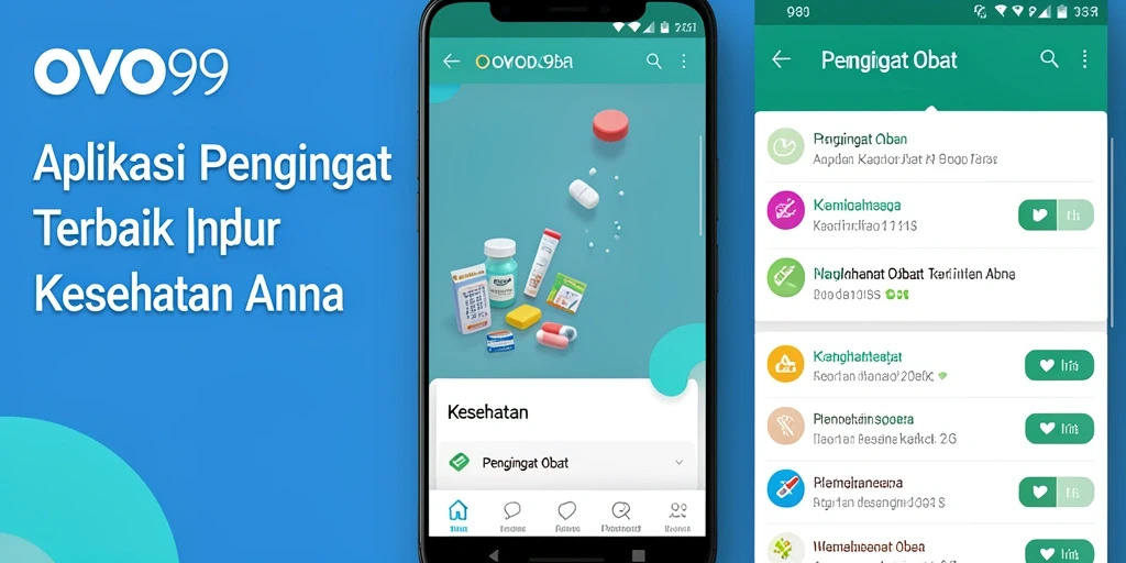 Tampilan antarmuka aplikasi OVO99 sebagai pengingat obat.