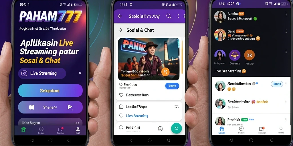Antarmuka aplikasi PAHAM777 dengan fitur Live Streaming yang menarik.